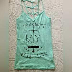 Green Sleeveless Tank Top with Cut Out Design